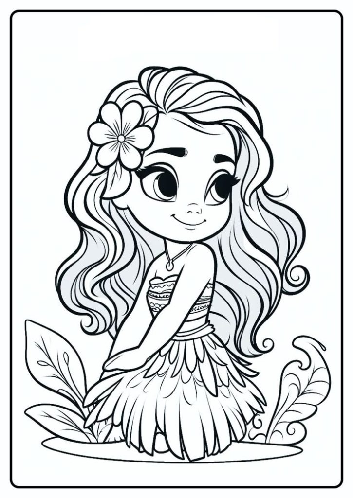Desenho de Moana para imprimir