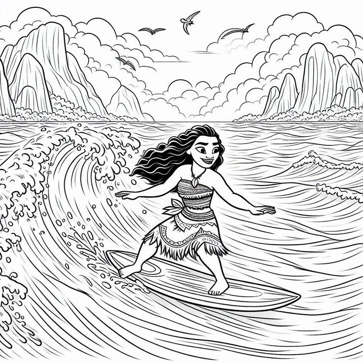Desenho de Moana para imprimir
