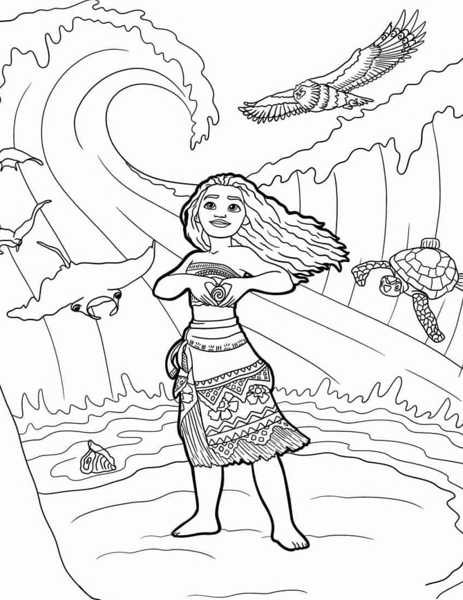 Desenho de Moana para imprimir
