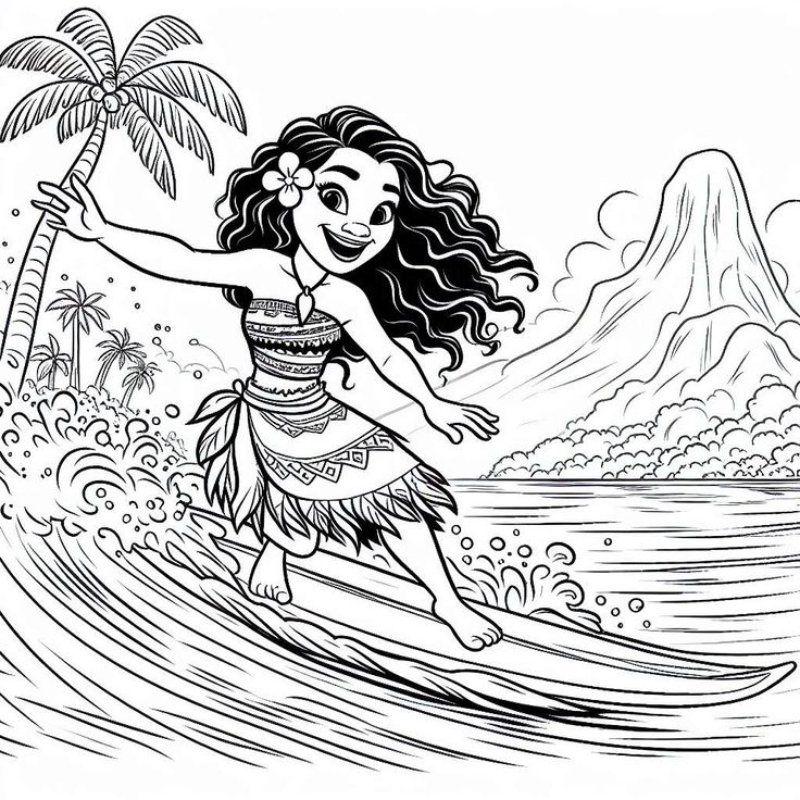Desenho de Moana para imprimir