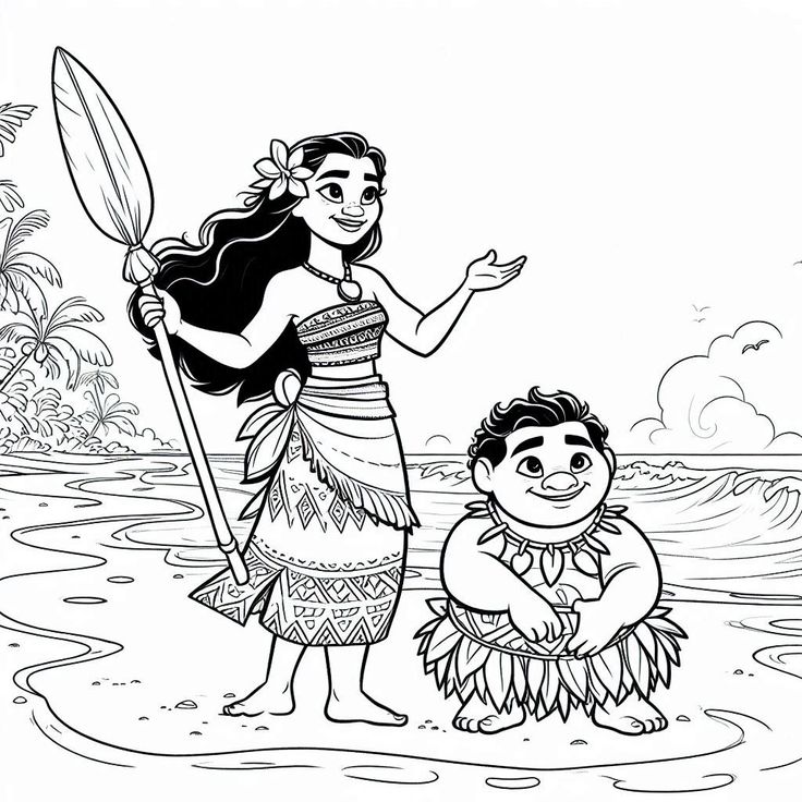 Desenho de Moana para imprimir