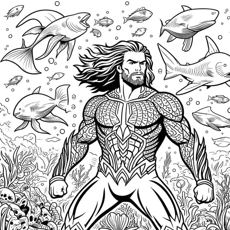 Desenho de Aquaman para imprimir