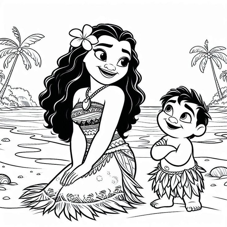 Desenho de Moana para imprimir