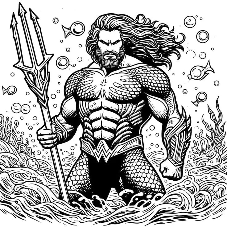 Desenho de Aquaman para imprimir