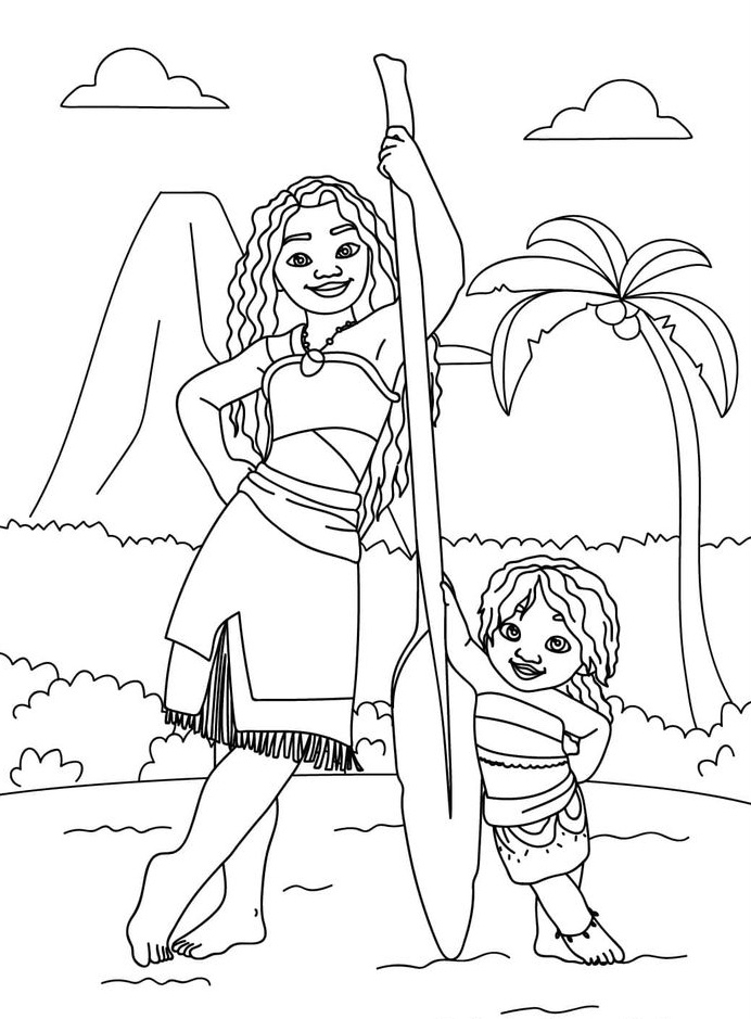 Desenho de Moana para imprimir