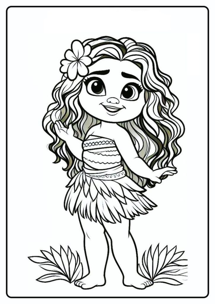 Desenho de Moana para imprimir