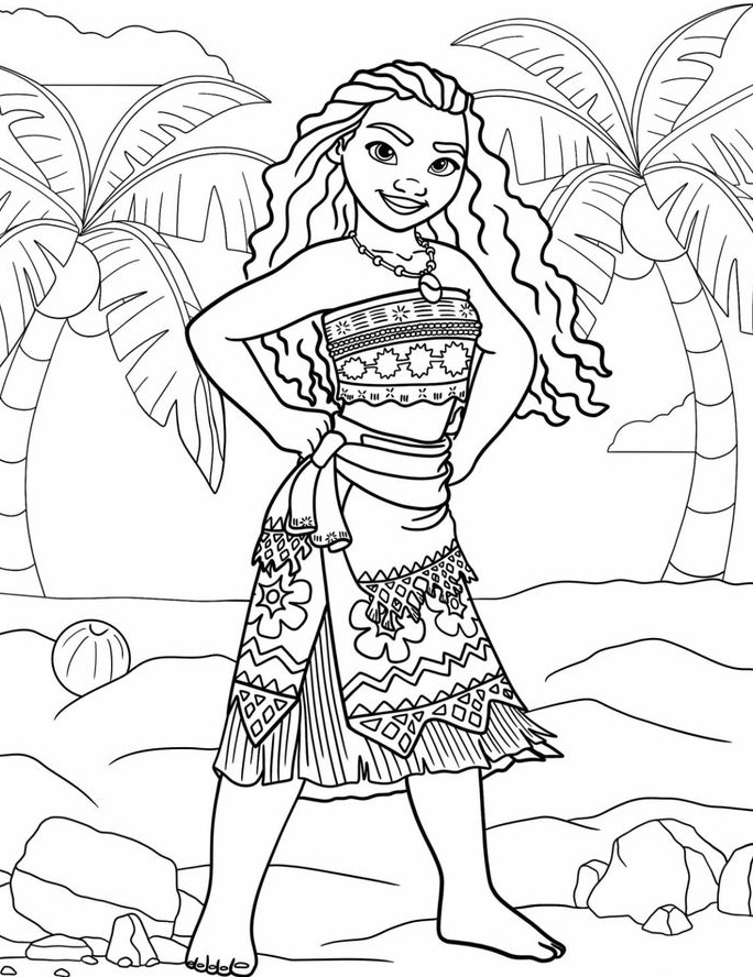 Desenho de Moana para imprimir