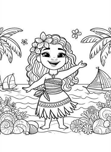 Desenho de Moana para imprimir