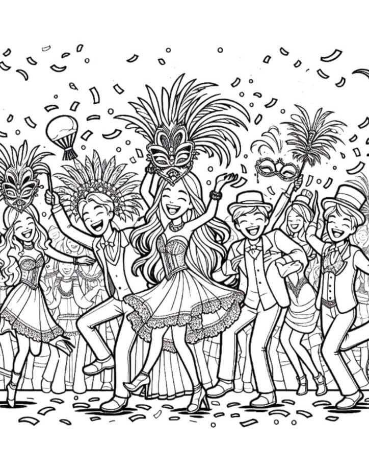 Desenho de Carnaval para imprimir