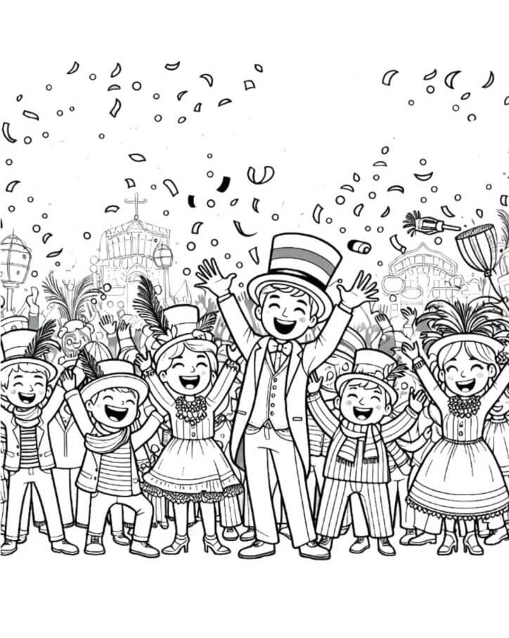 Desenho de Carnaval para imprimir