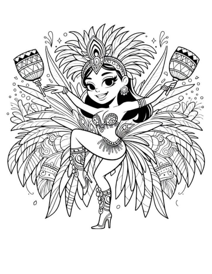 Desenho de Carnaval para imprimir