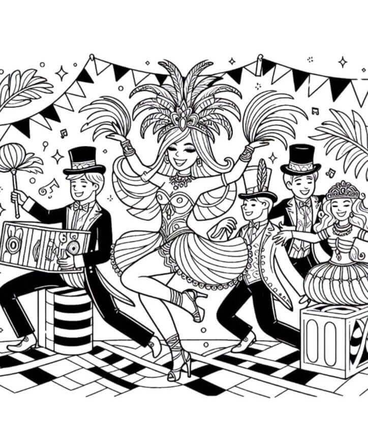 Desenho de Carnaval para imprimir