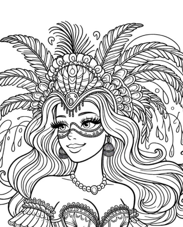 Desenho de Carnaval para imprimir