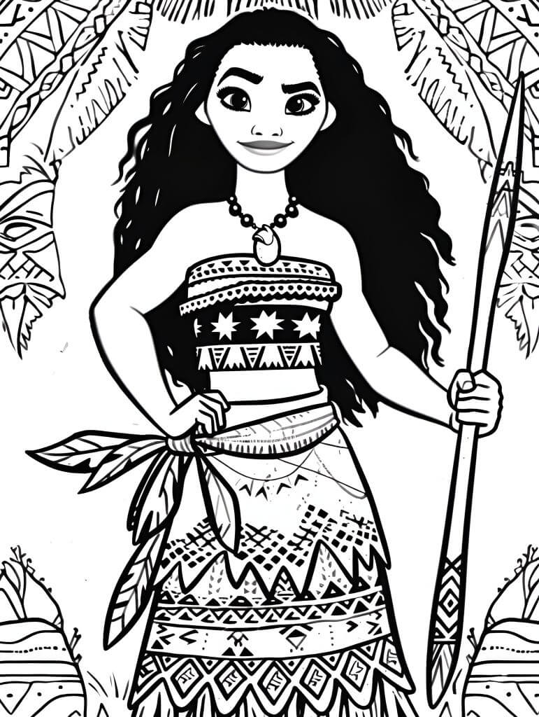 Desenho de Moana para imprimir
