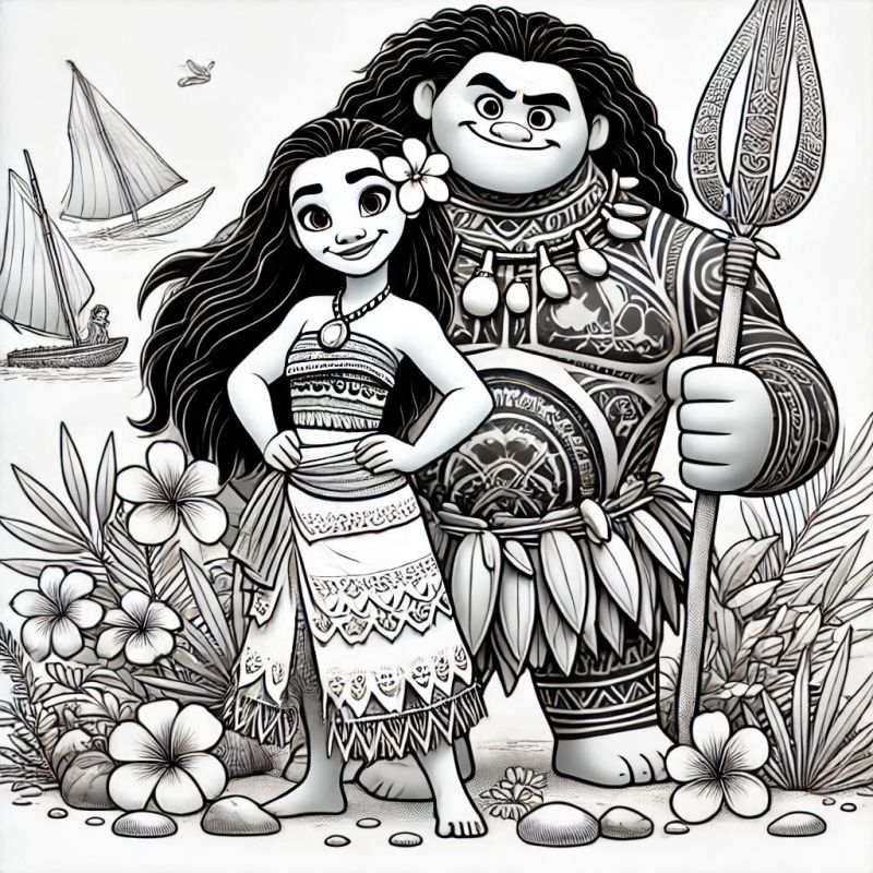 Desenho de Moana para imprimir