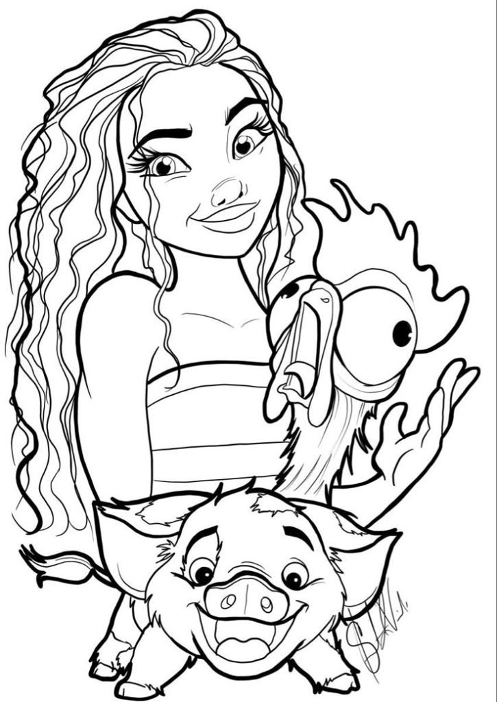 Desenho de Moana para imprimir