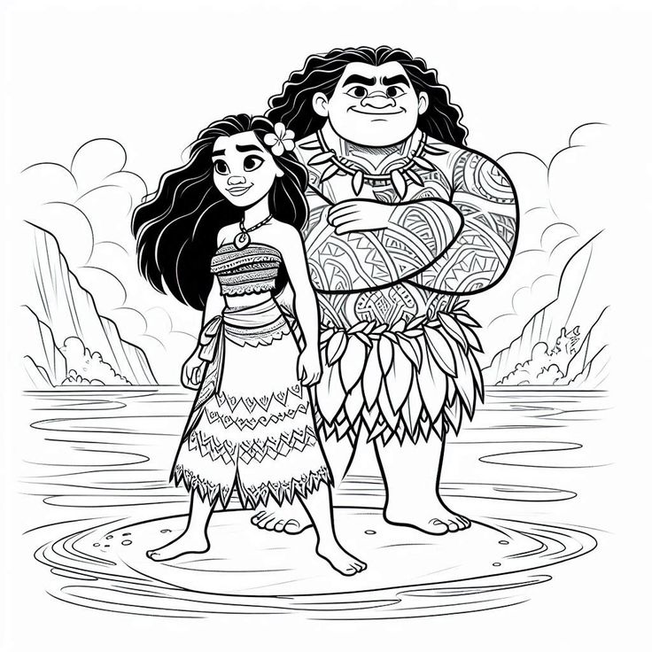 Desenho de Moana para imprimir