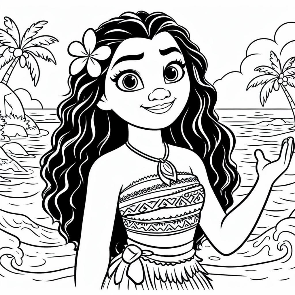 Desenho de Moana para imprimir