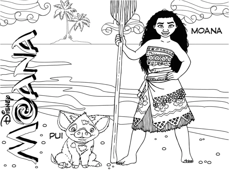 Desenho de Moana para imprimir