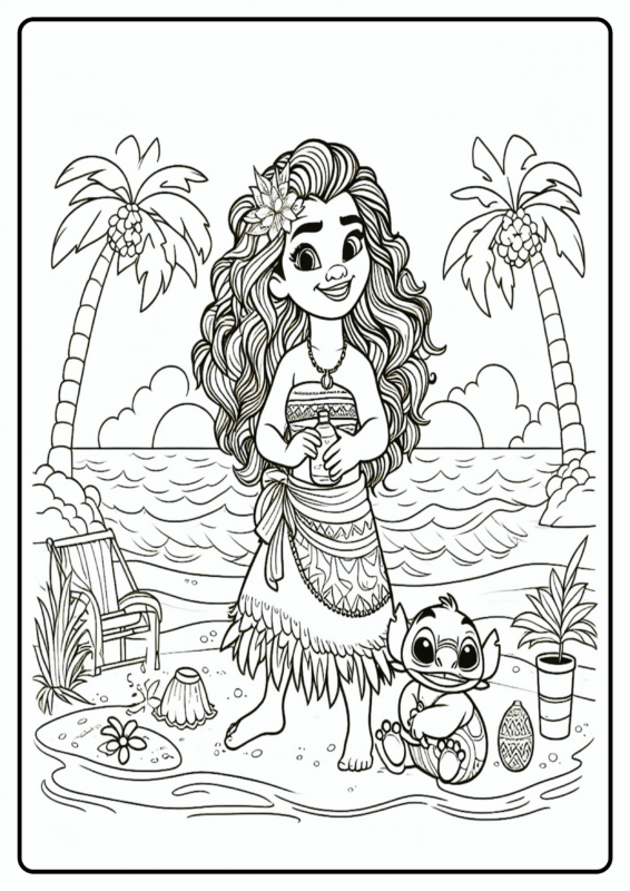Desenho de Moana para imprimir