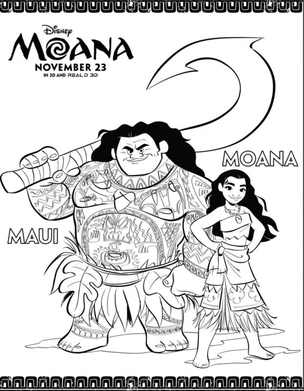 Desenho de Moana para imprimir