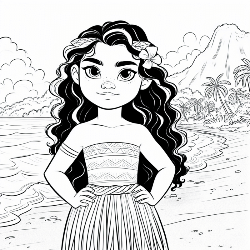Desenho de Moana para imprimir