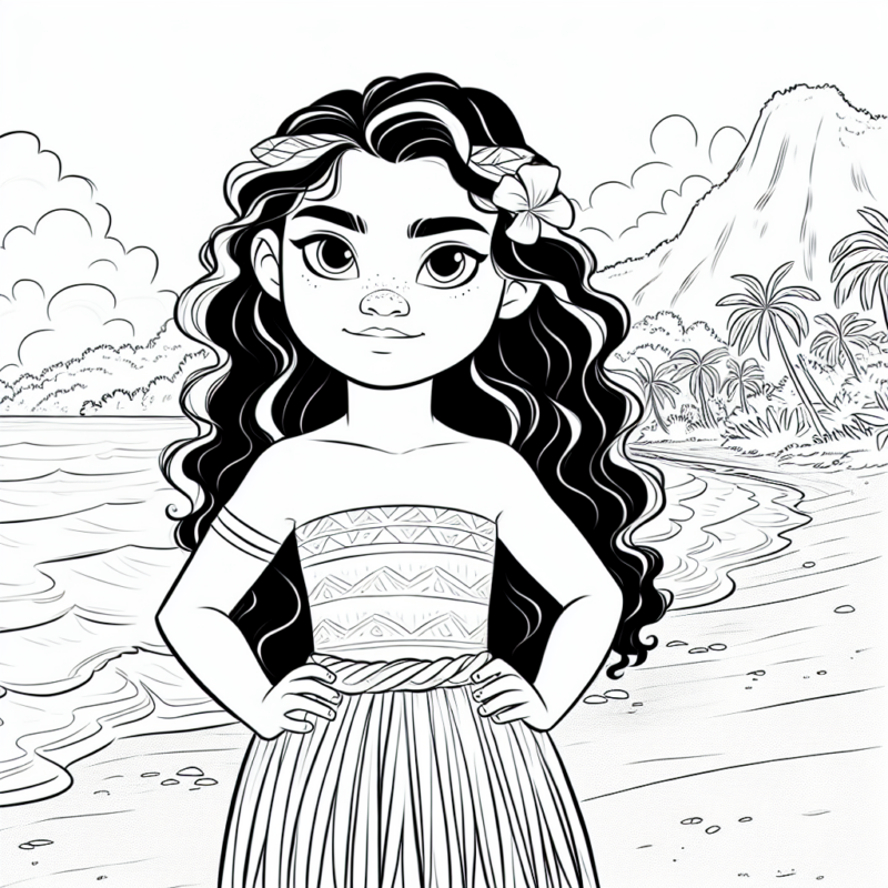 Desenho de Moana para imprimir