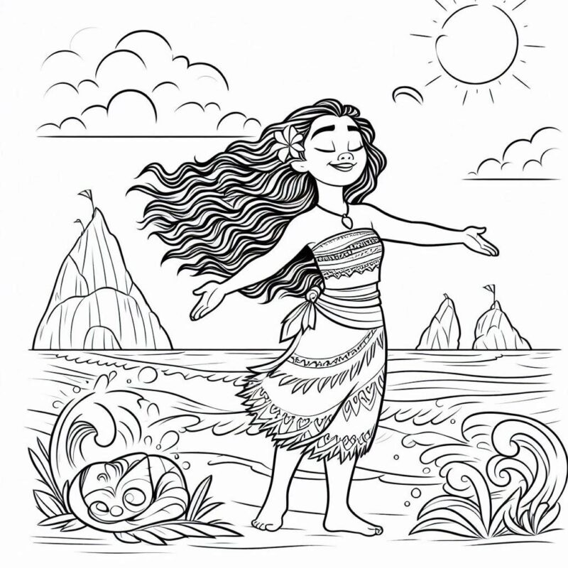 Desenho de Moana para imprimir