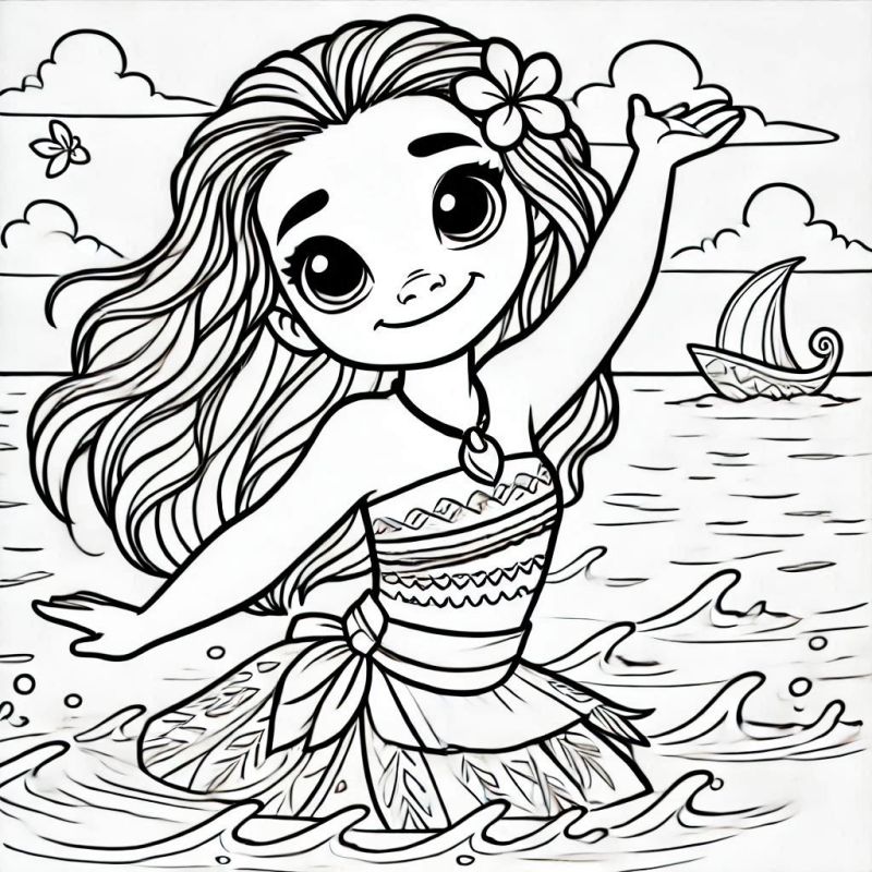Desenho de Moana para imprimir