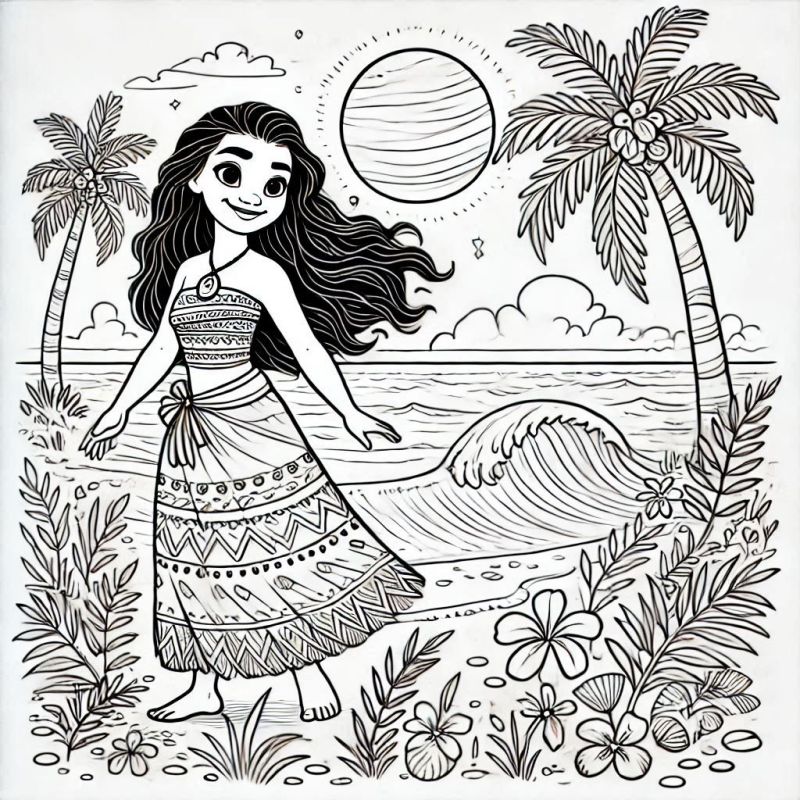Desenho de Moana para imprimir