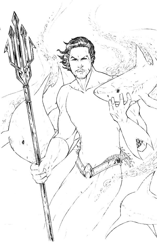 Desenho de Aquaman para imprimir
