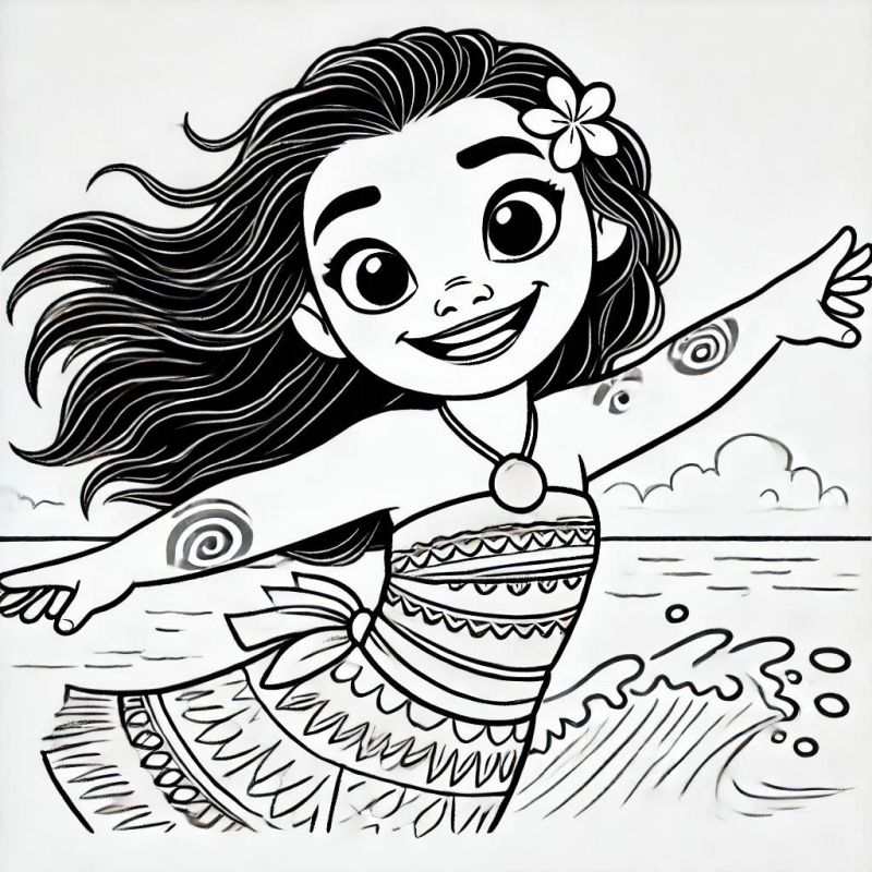 Desenho de Moana para imprimir