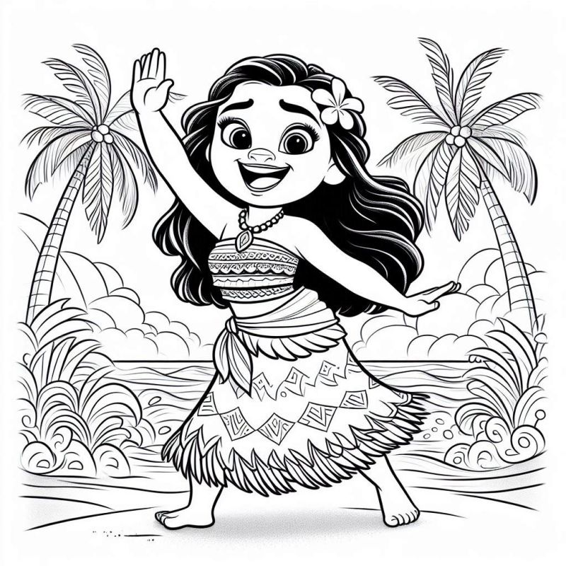 Desenho de Moana para imprimir
