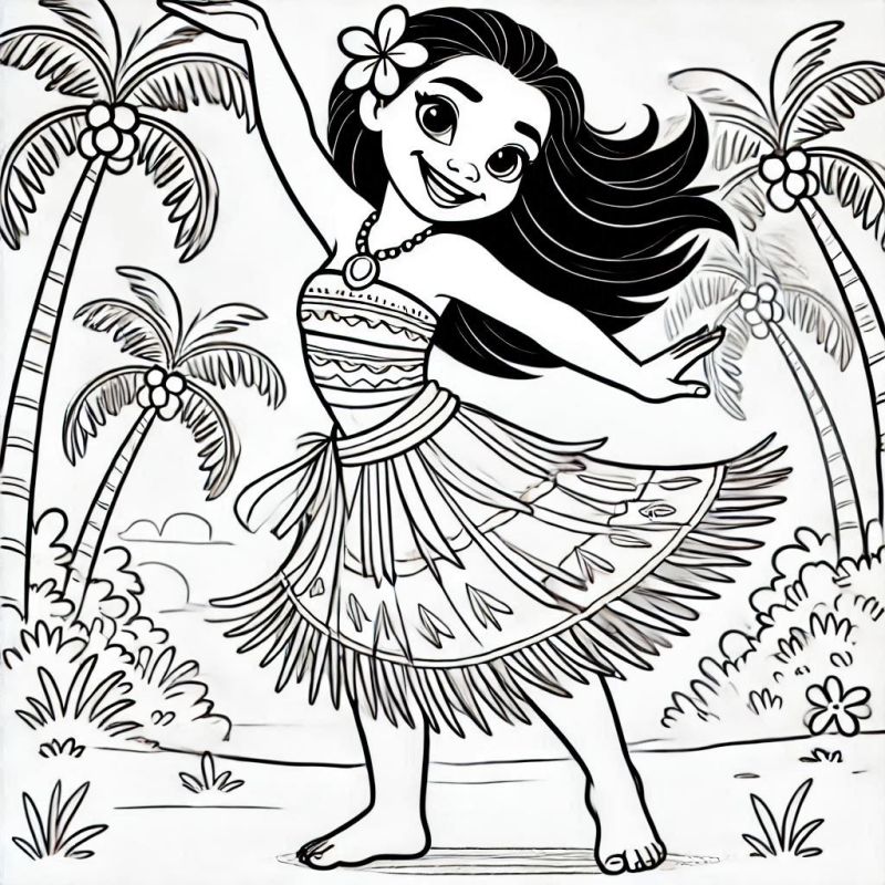 Desenho de Moana para imprimir