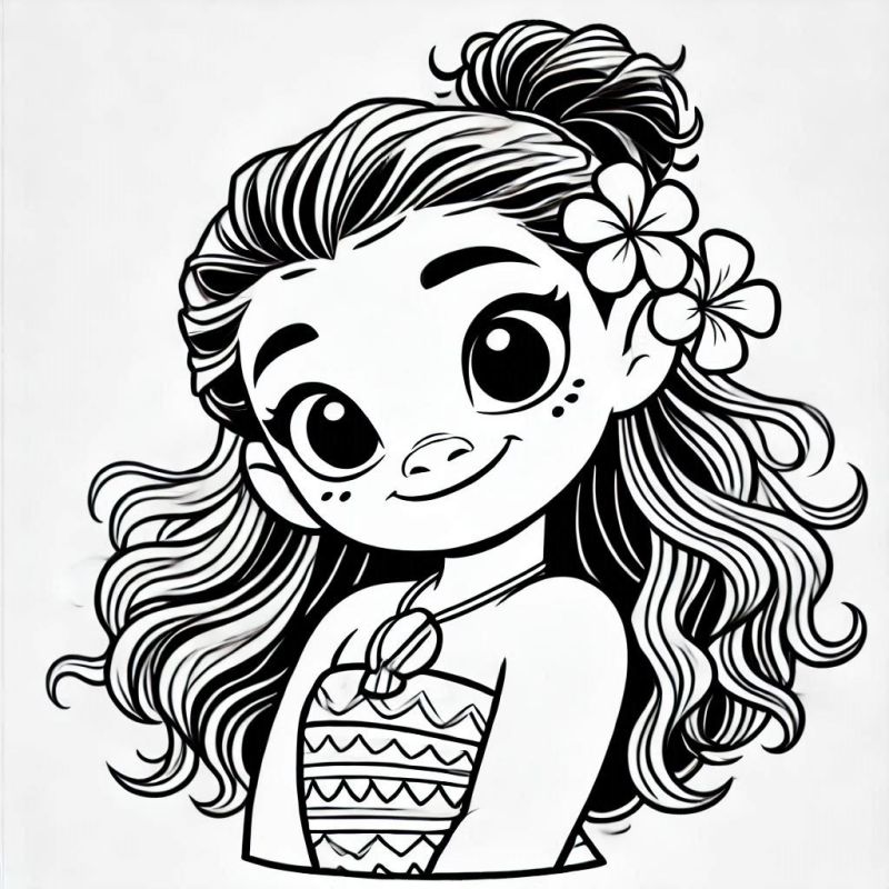 Desenho de Moana para imprimir