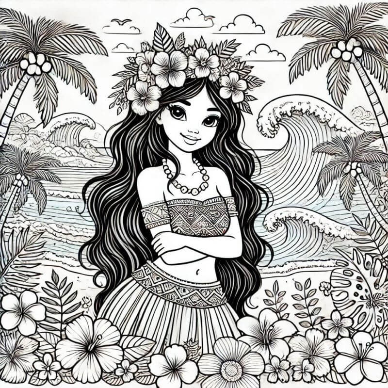 Desenho de Moana para imprimir