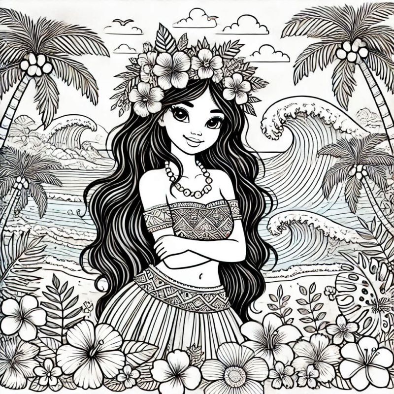 Desenho de Moana para imprimir