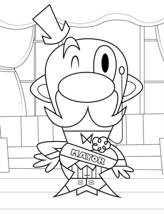 Desenho de O Prefeito de Townsville (As Meninas Superpoderosas) para imprimir