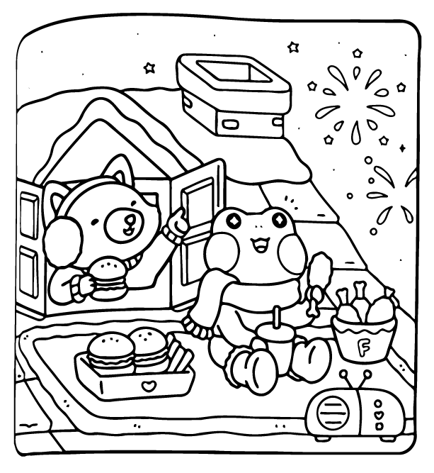 Desenho de Cozy Buddies para imprimir