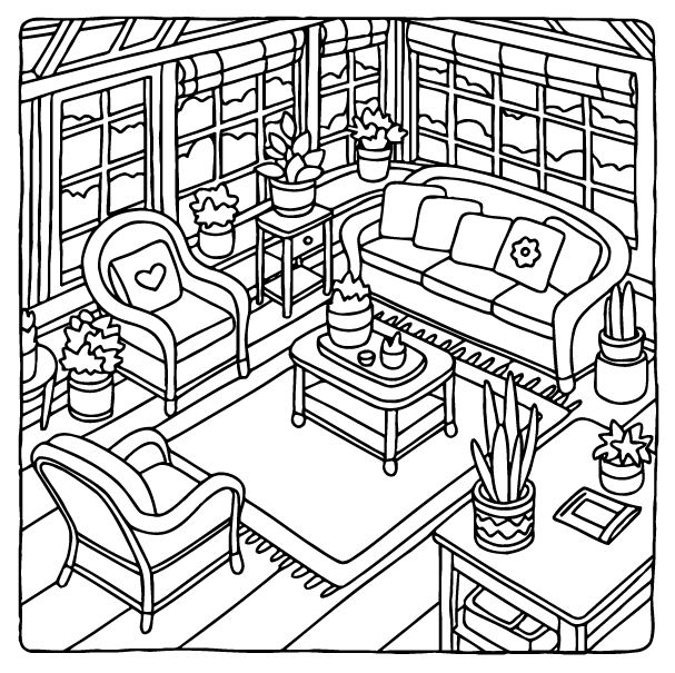 Desenho de Cozy Retreats para imprimir