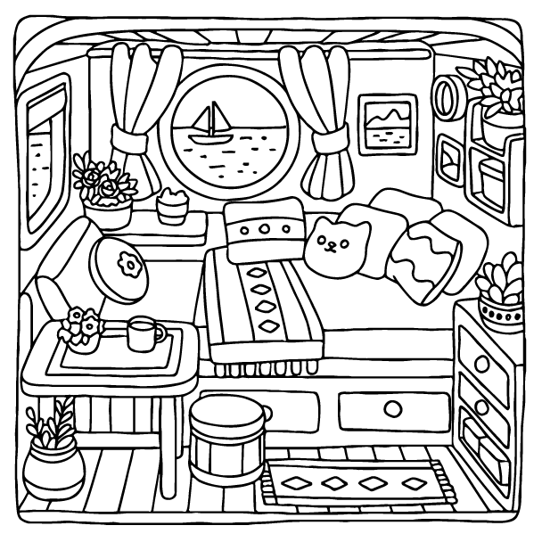Desenho de Cozy Retreats para imprimir