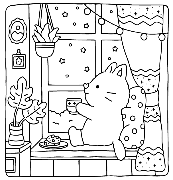 Desenho de Fuzzy Hygge para imprimir