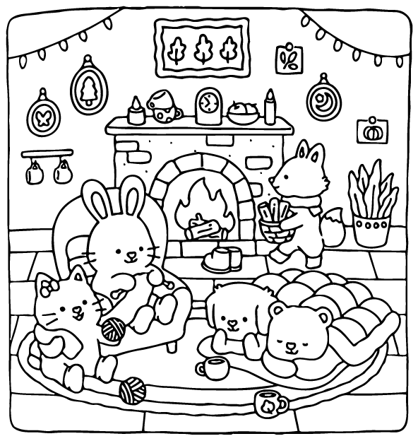Desenho de Fuzzy Hygge para imprimir