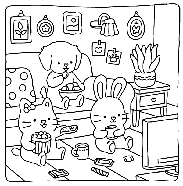 Desenho de Fuzzy Hygge para imprimir