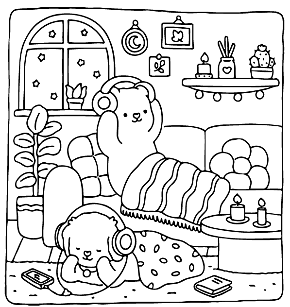 Desenho de Fuzzy Hygge para imprimir