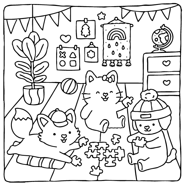 Desenho de Fuzzy Hygge para imprimir