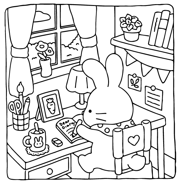 Desenho de Fuzzy Hygge para imprimir