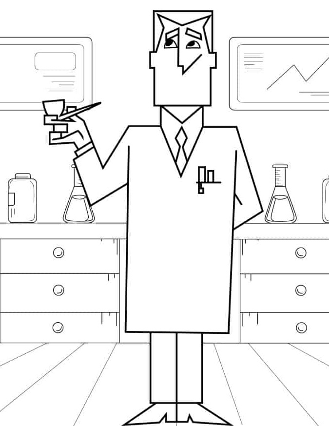 Desenho de Professor Utônio (As Meninas Superpoderosas) para imprimir