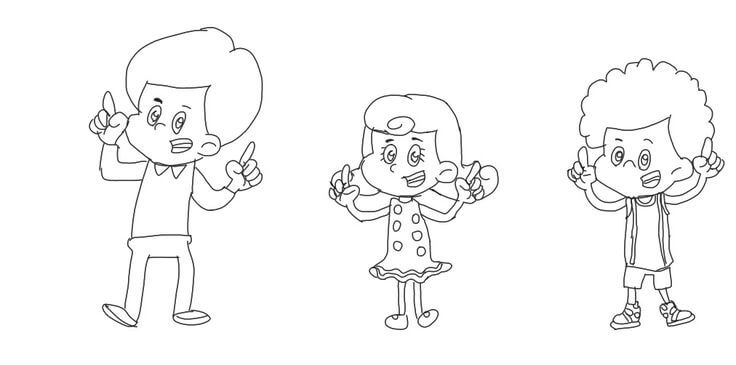 Desenhos de 3 Palavrinhas para Colorir e Imprimir