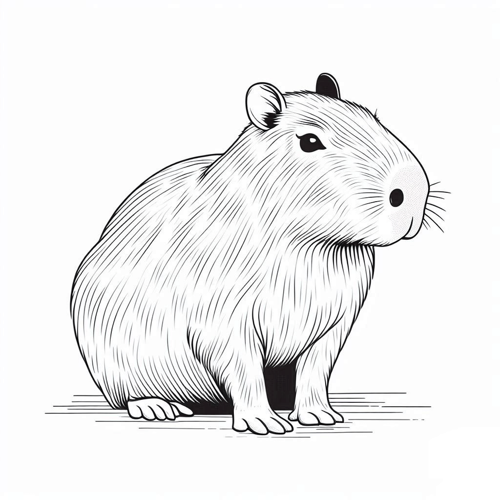 Desenho de Capivara para imprimir